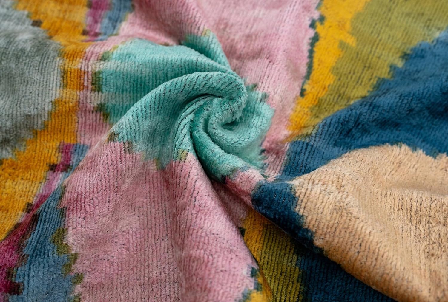 CANVELLO Handmade Velvet Throw Pillow with Multicolor Abstract Design - Premium Down Feather Insert - Luxurious 20"x20" Decorative Accent for Sofas and Couches