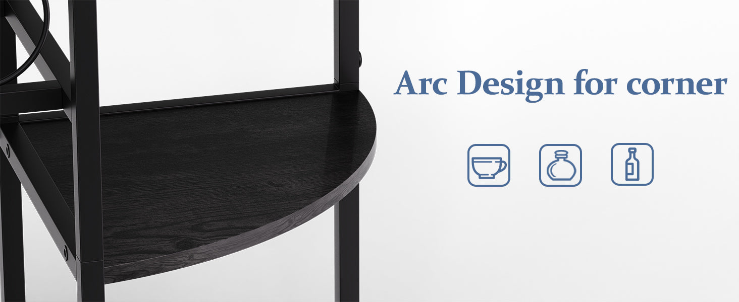 JKsmart Wine Bar Cabinet with LED Lights, Mini Wine Bar Cart with Storage and Glass Holder, Home Bar Coffee Bar for Liquor, 3-Tier Bar Table for Kitchen, Dining Room, Living Room, Black